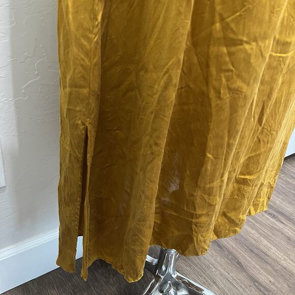 Eileen Fisher L Large Slip Dress Maxi Long Crushed Cupro Scoop Neck Sleeveless - Picture 4 of 10